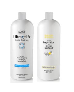 UltraGel FX Brazilian Keratin Blowout Hair Treatment 1000ml with Advanced Gel and Pre-Treatment Booster
