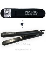  Inverto pro 1" polished ceramic plates flat iron hair straightener & curler. With Free thermal pouch and euro travel adapter, worldwide dual voltage great for keratin treatments and for hair curling
